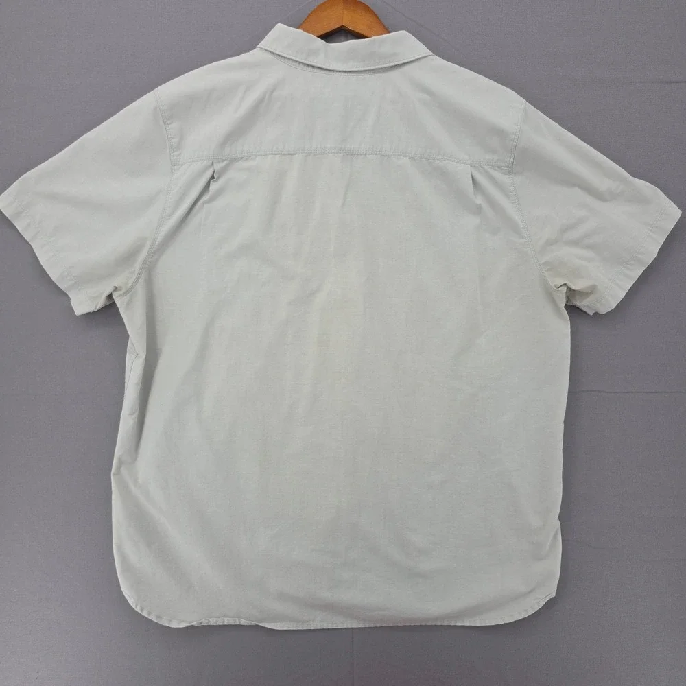 The North Face Mens XXL Light Gray Short Sleeve Button Down Shirt Cotton BlendA3